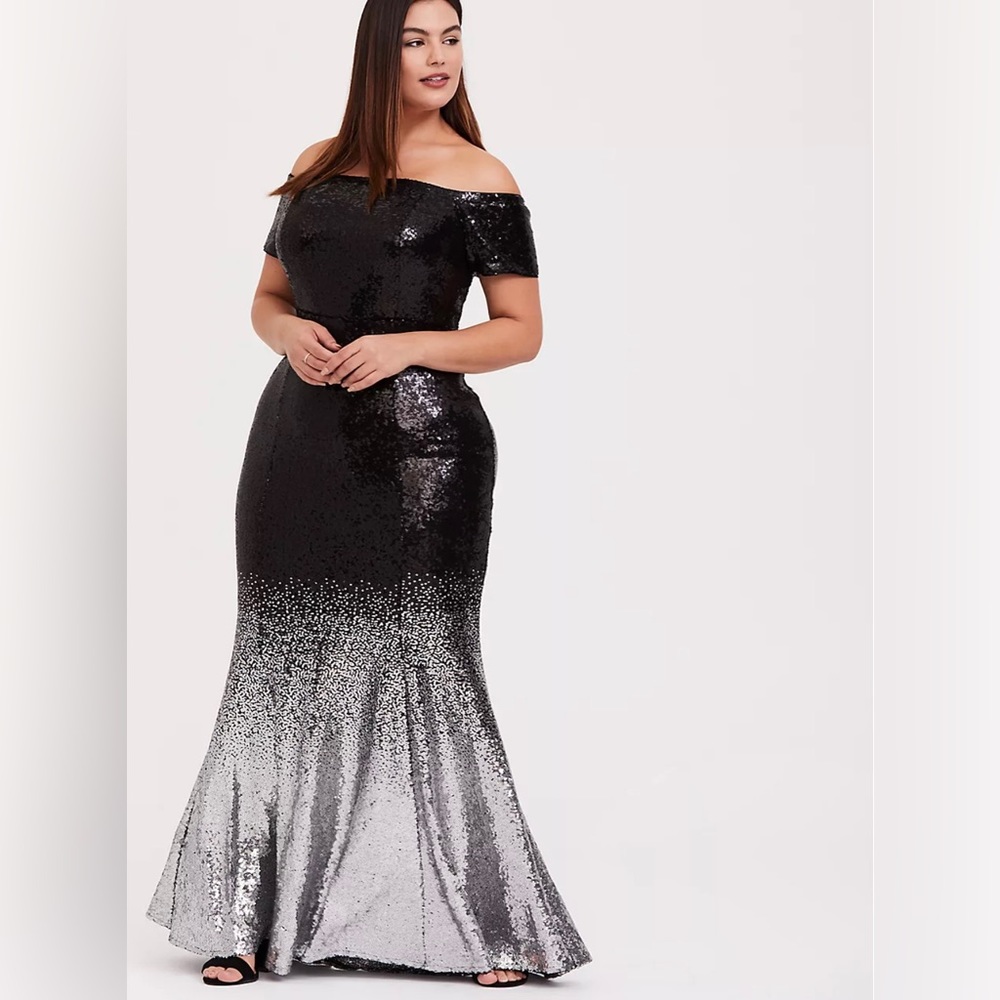 Torrid Black Ombré Sequins Gown dress size 12 BNWT New Year’s Eve holiday ombre